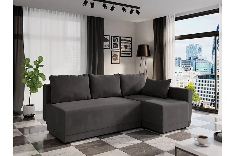 Nestor Hörnsoffa Höger LED-belysning - Grå - Möbler - Soffa - Bäddsoffa - Bäddsoffa divan