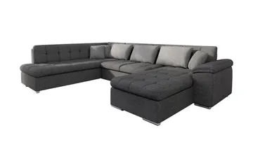 Niko U-Bäddsoffa 350x205x76 cm Divan Höger - Grå - Möbler - Soffa - Bäddsoffa - Bäddsoffa divan