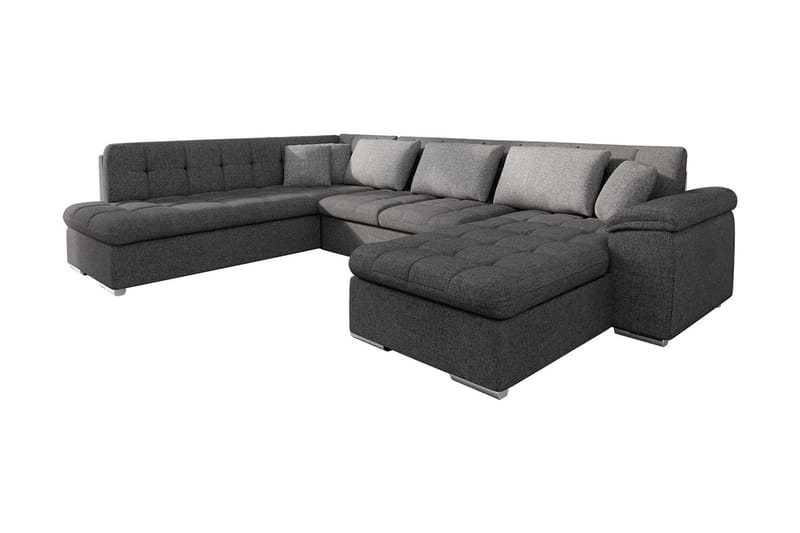 Niko U-Bäddsoffa 350x205x76 cm Divan Höger - Grå - Möbler - Soffa - Bäddsoffa - Bäddsoffa divan