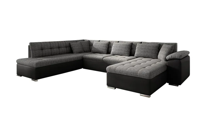 Niko U-Bäddsoffa 350x205x76 cm Divan Höger - Grå/Svart - Möbler - Soffa - Bäddsoffa - Bäddsoffa divan
