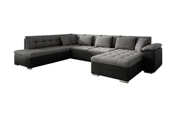 Niko U-Bäddsoffa 350x205x76 cm Divan Höger - Grå/Svart - Möbler - Soffa - Bäddsoffa - Bäddsoffa divan