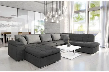 Niko U-Bäddsoffa 350x205x76 cm Divan Vänster - Grå - Möbler - Soffa - Bäddsoffa - Bäddsoffa divan