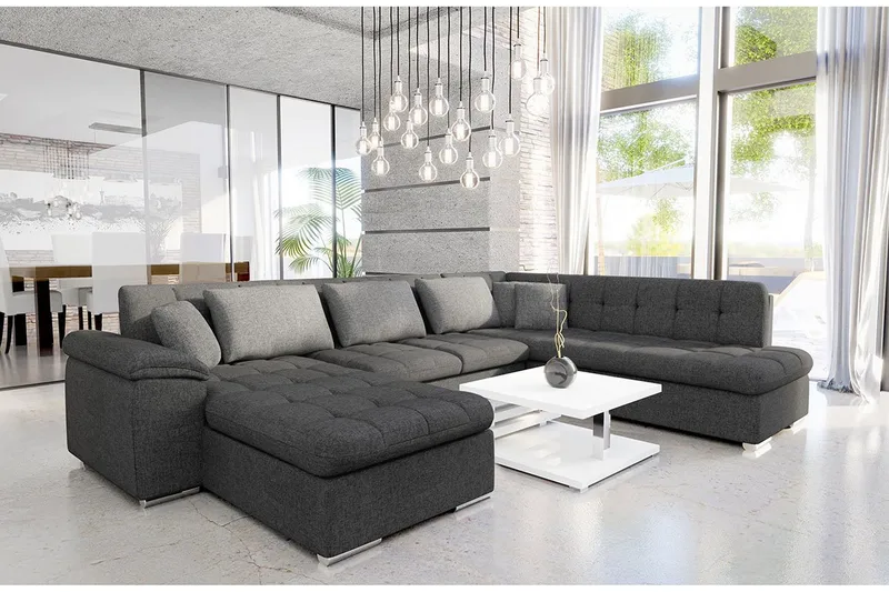 Niko U-Bäddsoffa 350x205x76 cm Divan Vänster - Grå - Möbler - Soffa - Bäddsoffa - Bäddsoffa divan