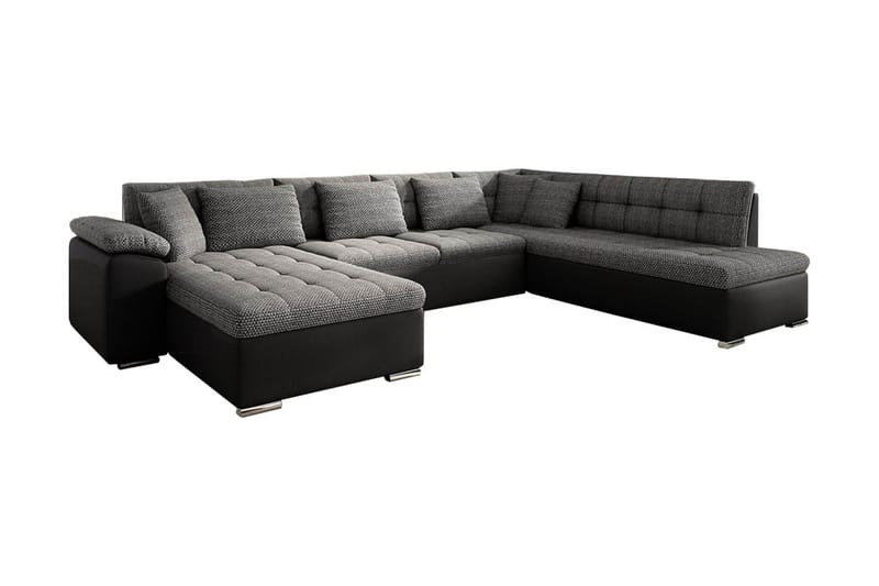 Niko U-Bäddsoffa 350x205x76 cm Divan Vänster - Grå/Svart - Möbler - Soffa - Bäddsoffa - Bäddsoffa divan