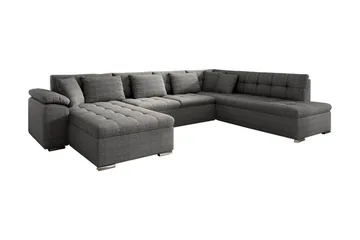 Niko U-Bäddsoffa 350x205x76 cm Divan Vänster - Mörkgrå - Möbler - Soffa - Bäddsoffa - Bäddsoffa divan