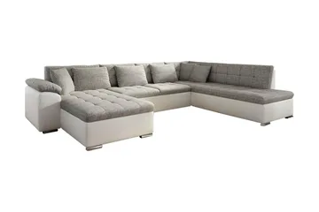 Niko U-Bäddsoffa 350x205x76 cm Divan Vänster - Vit/Grå - Möbler - Soffa - Bäddsoffa - Bäddsoffa divan