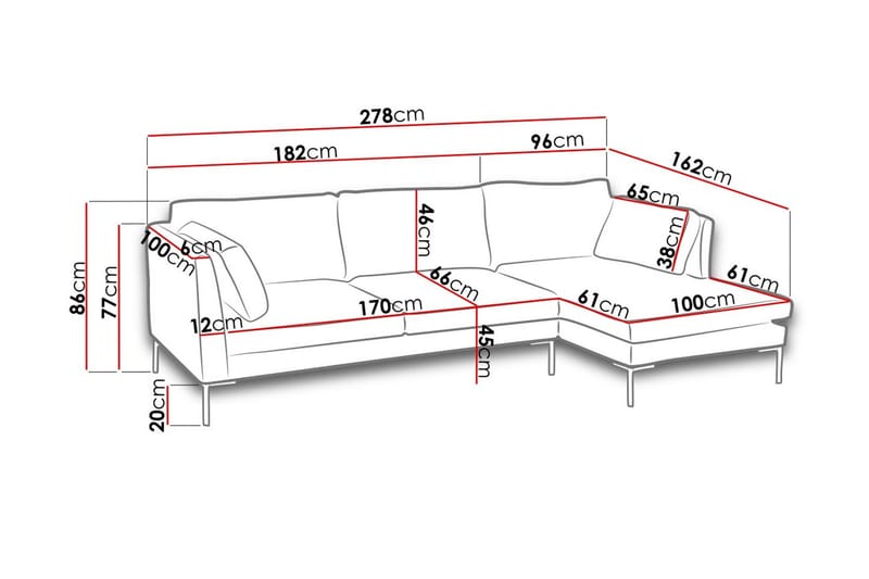 Ocean Hörnsoffa Vänster - Rosa - Möbler - Soffa - Bäddsoffa - Bäddsoffa divan