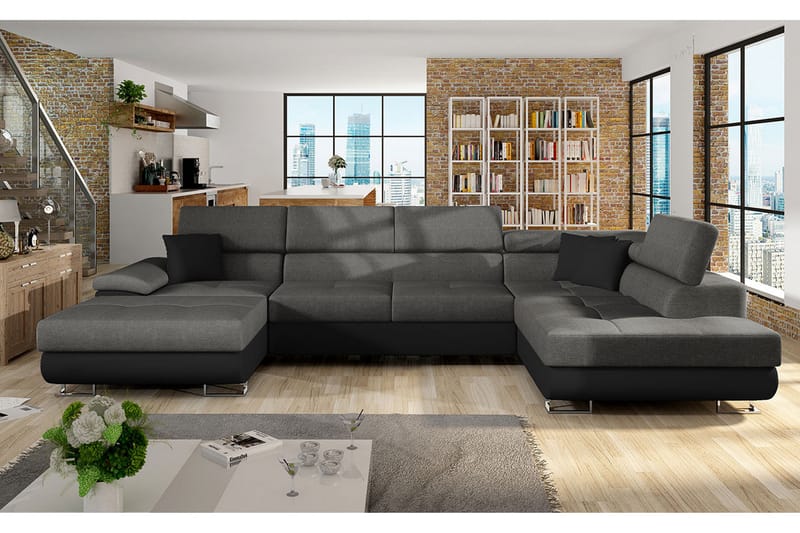 Oertel Bäddsoffa Vänster - Grå/Svart - Möbler - Soffa - Bäddsoffa - Bäddsoffa divan
