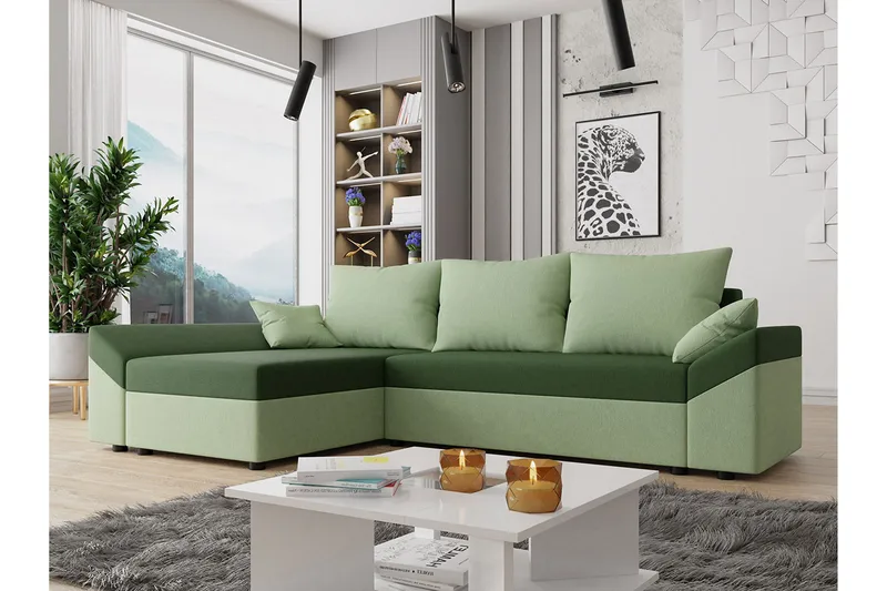 Ovadia 4-sits Bäddsoffa Höger - Grön - Möbler - Soffa - Bäddsoffa - Bäddsoffa divan