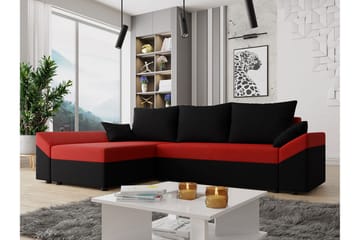 Ovadia 5-sits Bäddsoffa - Svart/Röd - Möbler - Soffa - Bäddsoffa - Bäddsoffa divan