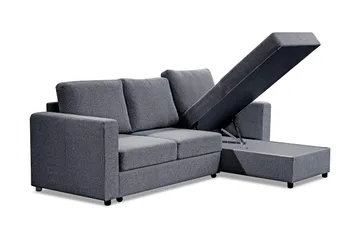 Paris Bäddsoffa 3-sits med Divan Vändbar - Grå - Möbler - Soffa - Bäddsoffa - Bäddsoffa divan