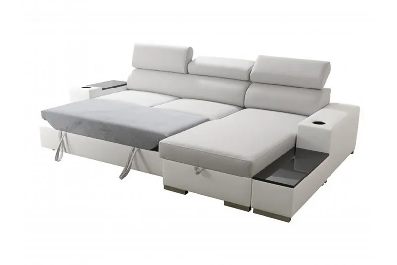 Pereso Hörnsoffa Vänster LED-belysning - Grå - Möbler - Soffa - Bäddsoffa - Bäddsoffa divan