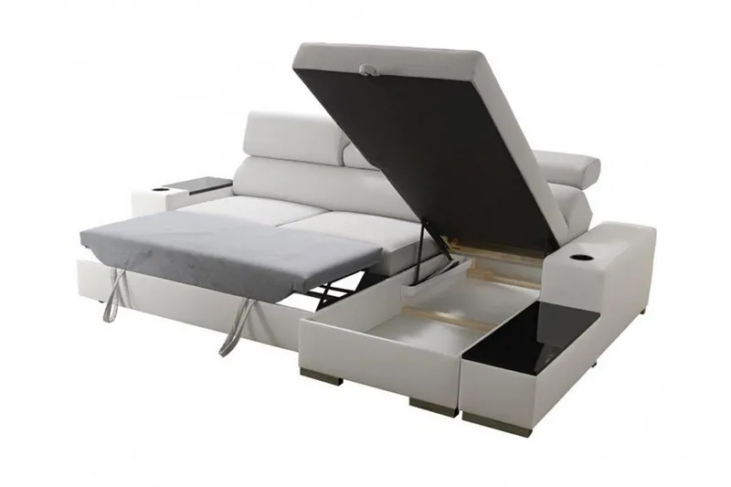 Pereso Hörnsoffa Vänster LED-belysning - Grå - Möbler - Soffa - Bäddsoffa - Bäddsoffa divan