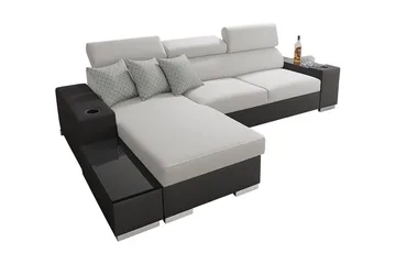 Pereso Hörnsoffa Vänster LED-belysning - Grå - Möbler - Soffa - Bäddsoffa - Bäddsoffa divan