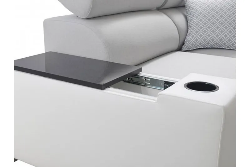 Perseo Divanbäddsoffa 282x205x95 cm LED-belysning - Beige/Grå/Vit - Möbler - Soffa - Bäddsoffa - Bäddsoffa divan