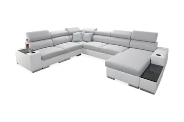 Perseo Divanbäddsoffa 358x282x95 cm LED-belysning - Grå/Vit - Möbler - Soffa - Bäddsoffa - Bäddsoffa divan