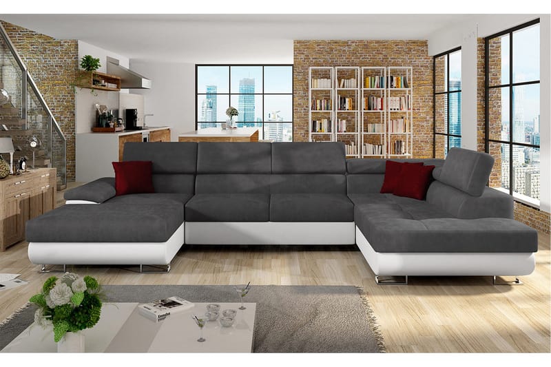 Reginia Bäddsoffa m. Divan och Schäslong Förvaring 4-sits - Grå - Möbler - Soffa - Bäddsoffa - Bäddsoffa divan