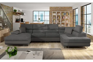 Reginia Bäddsoffa m. Divan och Schäslong Förvaring 4-sits - Grå - Möbler - Soffa - Bäddsoffa - Bäddsoffa divan