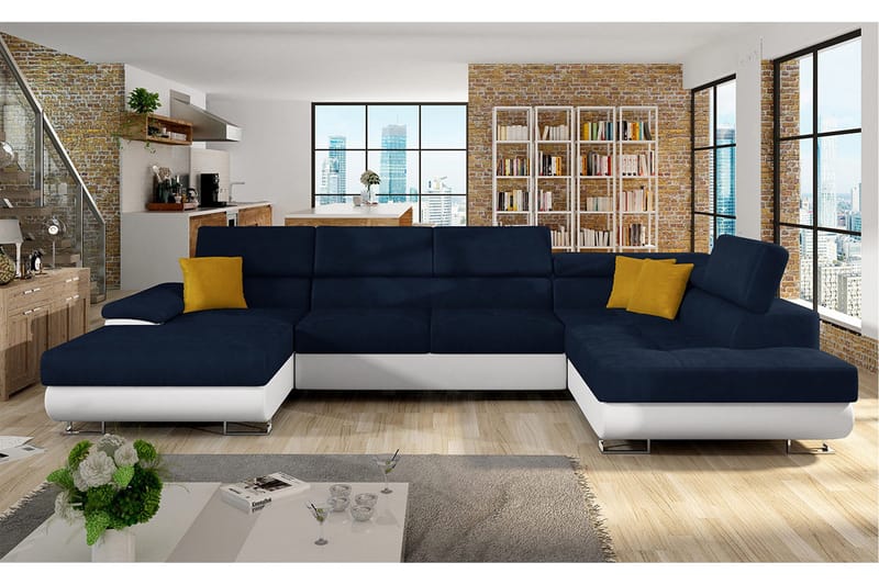 Reginia Bäddsoffa m. Divan och Schäslong Förvaring 4-sits - Mörkblå - Möbler - Soffa - Bäddsoffa - Bäddsoffa divan