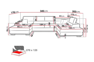 Reginia Bäddsoffa Vänster - Grå/Svart - Möbler - Soffa - Bäddsoffa - Bäddsoffa divan