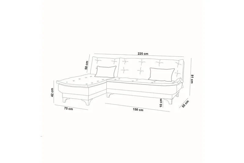 Riversdale Bäddsoffa m. Divan 4-sits - Grå - Möbler - Soffa - Bäddsoffa - Bäddsoffa divan