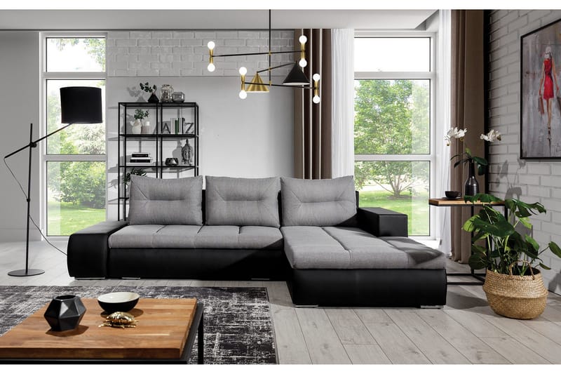 Rodeche 3-sits Bäddsoffa m. Divan med Förvaring - Ljusgrå - Möbler - Soffa - Bäddsoffa - Bäddsoffa divan