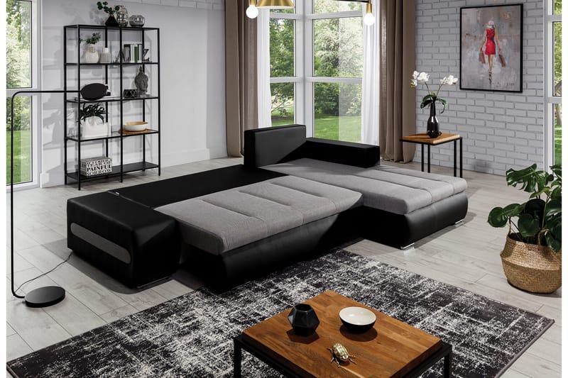 Rodeche 3-sits Bäddsoffa m. Divan med Förvaring - Ljusgrå - Möbler - Soffa - Bäddsoffa - Bäddsoffa divan