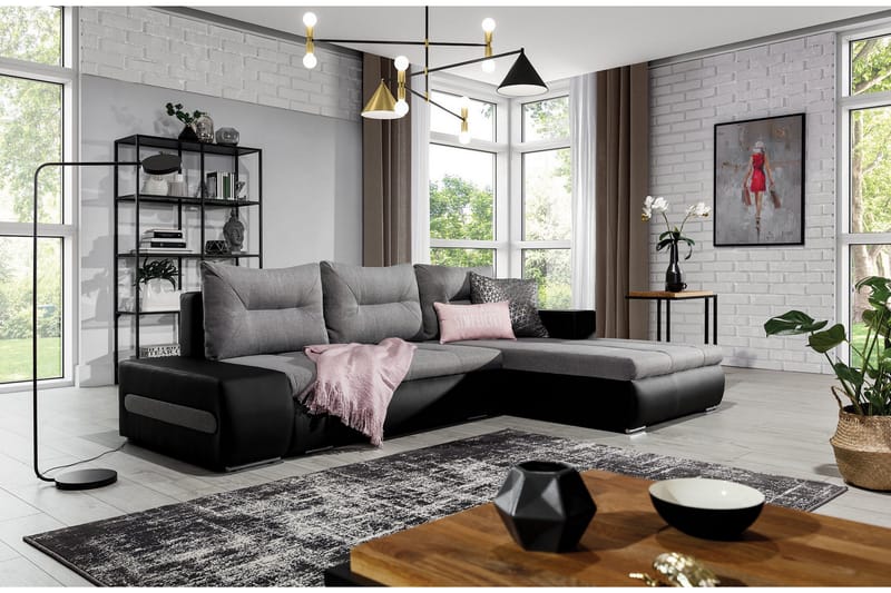 Rodeche 3-sits Bäddsoffa m. Divan med Förvaring - Ljusgrå - Möbler - Soffa - Bäddsoffa - Bäddsoffa divan