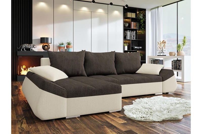 Roestorp 8-sits Bäddsoffa Vänster - Beige/Brun - Bäddsoffa divan