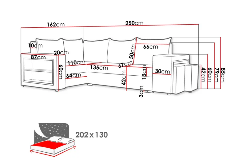 Roma M Hörnbäddsoffa - Brun - Möbler - Soffa - Bäddsoffa - Hörnbäddsoffa