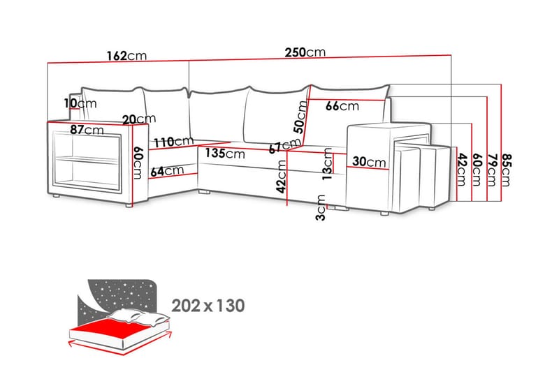 Roma M Hörnbäddsoffa - Brun - Möbler - Soffa - Bäddsoffa - Hörnbäddsoffa