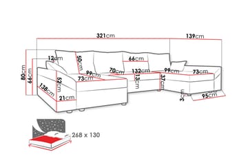 Rosaria 5-sits Bäddsoffa - Svart/Röd - Möbler - Soffa - Bäddsoffa - Bäddsoffa divan