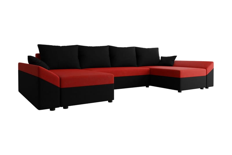 Rosaria 5-sits Bäddsoffa - Svart/Röd - Möbler - Soffa - Bäddsoffa - Bäddsoffa divan