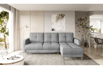 Saimon Bäddsoffa m. Divan med Förvaring 3-sits - Grå - Möbler - Soffa - Bäddsoffa - Bäddsoffa divan