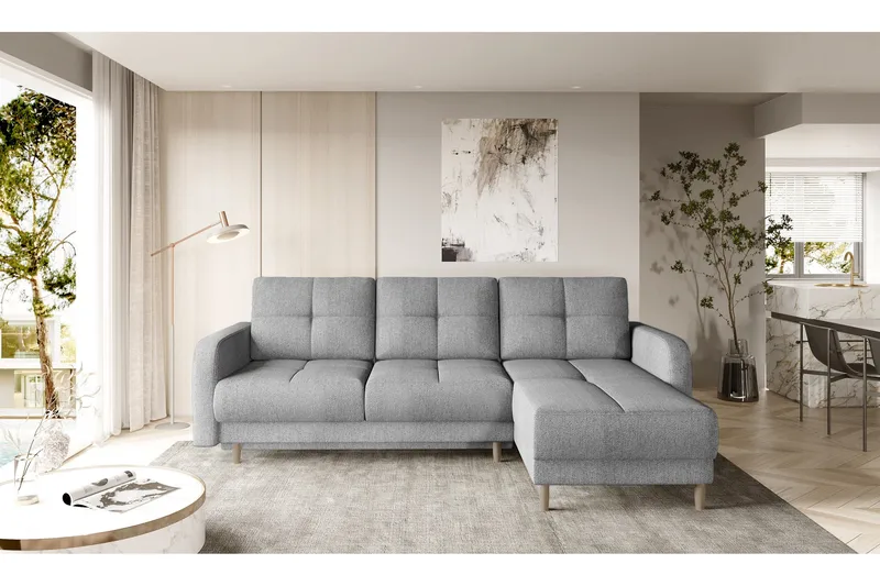 Saimon Bäddsoffa m. Divan med Förvaring 3-sits - Grå - Möbler - Soffa - Bäddsoffa - Bäddsoffa divan