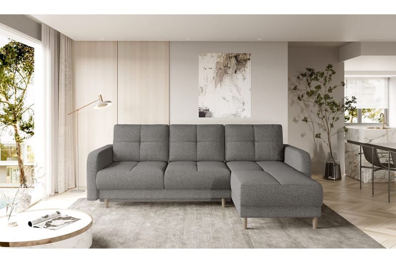 Saimon Bäddsoffa m. Divan med Förvaring 3-sits - Grå - Möbler - Soffa - Bäddsoffa - Bäddsoffa divan