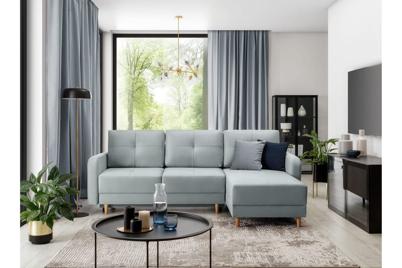 Saimon Bäddsoffa m. Divan med Förvaring 3-sits - Grå - Möbler - Soffa - Bäddsoffa - Bäddsoffa divan
