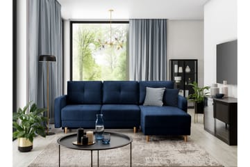 Saimon Bäddsoffa m. Divan med Förvaring 3-sits - Mörkblå - Möbler - Soffa - Bäddsoffa - Bäddsoffa divan