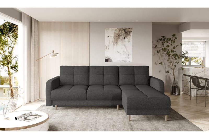 Saimon Bäddsoffa m. Divan med Förvaring 3-sits - Mörkgrå - Möbler - Soffa - Bäddsoffa - Bäddsoffa divan