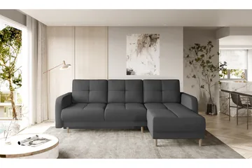 Saimon Bäddsoffa m. Divan med Förvaring 3-sits - Mörkgrå - Möbler - Soffa - Bäddsoffa - Bäddsoffa divan