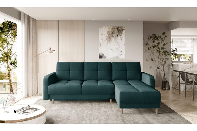 Saimon Bäddsoffa m. Divan med Förvaring 3-sits - Mörkgrön - Möbler - Soffa - Bäddsoffa - Bäddsoffa divan