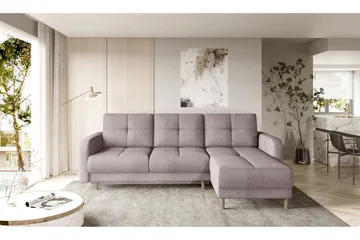 Saimon Bäddsoffa m. Divan med Förvaring 3-sits - Rosa - Möbler - Soffa - Bäddsoffa - Bäddsoffa divan
