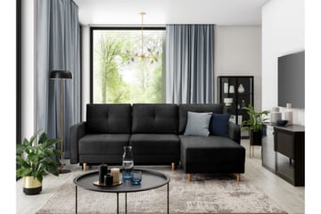 Saimon Bäddsoffa m. Divan med Förvaring 3-sits - Svart - Möbler - Soffa - Bäddsoffa - Bäddsoffa divan