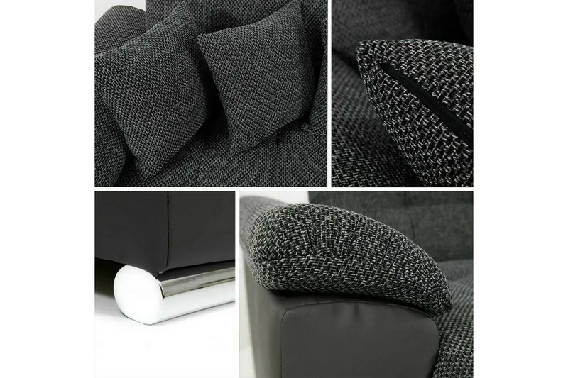 Sakri 5-sits Högervänd U-formad Hörnbäddsoffa med Förvaring i Tyg - Grå - Möbler - Soffa - Bäddsoffa - Bäddsoffa divan