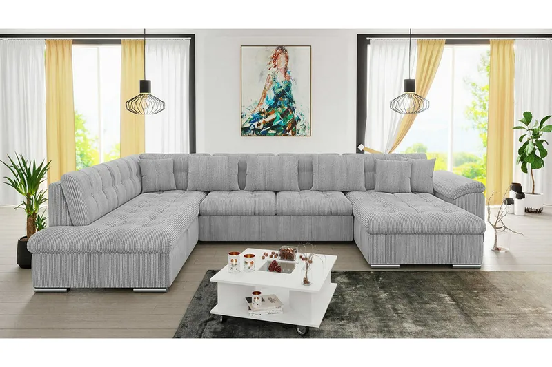 Sakri 5-sits Hörnbäddsoffa Light grey/Dark grey - Möbler - Soffa - Bäddsoffa - Bäddsoffa divan