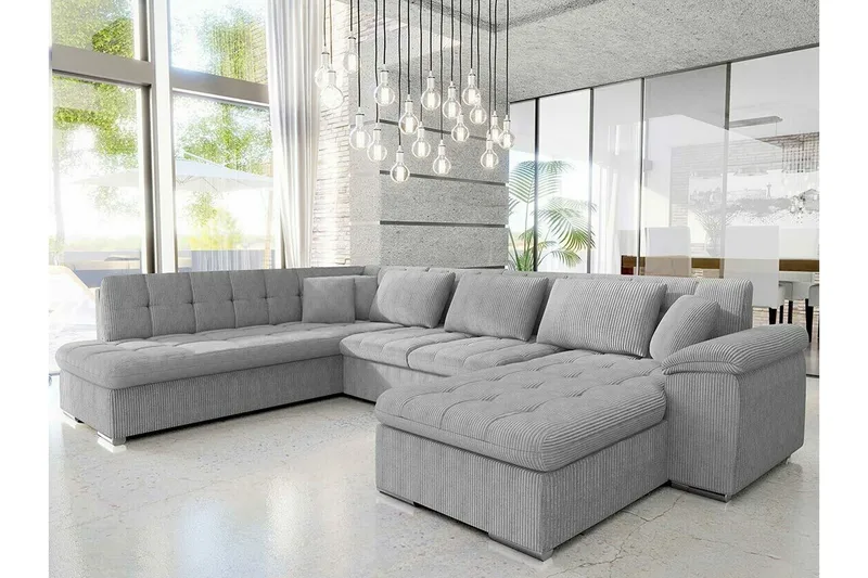 Sakri 5-sits Hörnbäddsoffa NO_BRAND Light grey/Dark grey - Möbler - Soffa - Bäddsoffa - Bäddsoffa divan