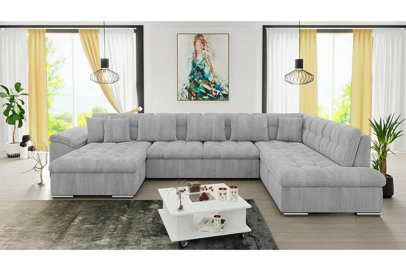 Sakri 5-sits Hörnbäddsoffa NO_BRAND Light grey/Dark grey - Möbler - Soffa - Bäddsoffa - Bäddsoffa divan