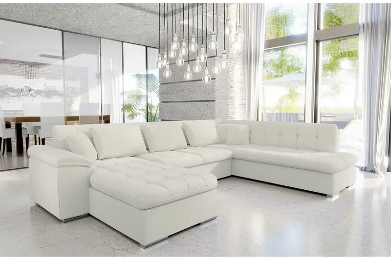 Sakri 5-sits Hörnbäddsoffa NO_BRAND White - Möbler - Soffa - Bäddsoffa - Bäddsoffa divan