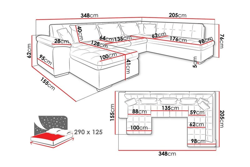 Sakri 5-sits Hörnbäddsoffa - Möbler - Soffa - Bäddsoffa - Bäddsoffa divan