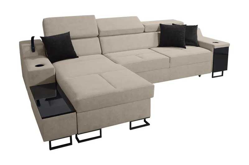 Seginus Bäddsoffa m. Divan Förvaring 3-sits 226x127, Beige